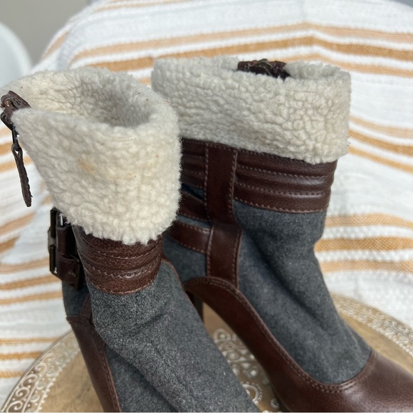 Elle‎ Faux Fur & Wool Sherpa Lined Zip-Up Buckle Boots | Size 6.5M - Picture 8 of 17